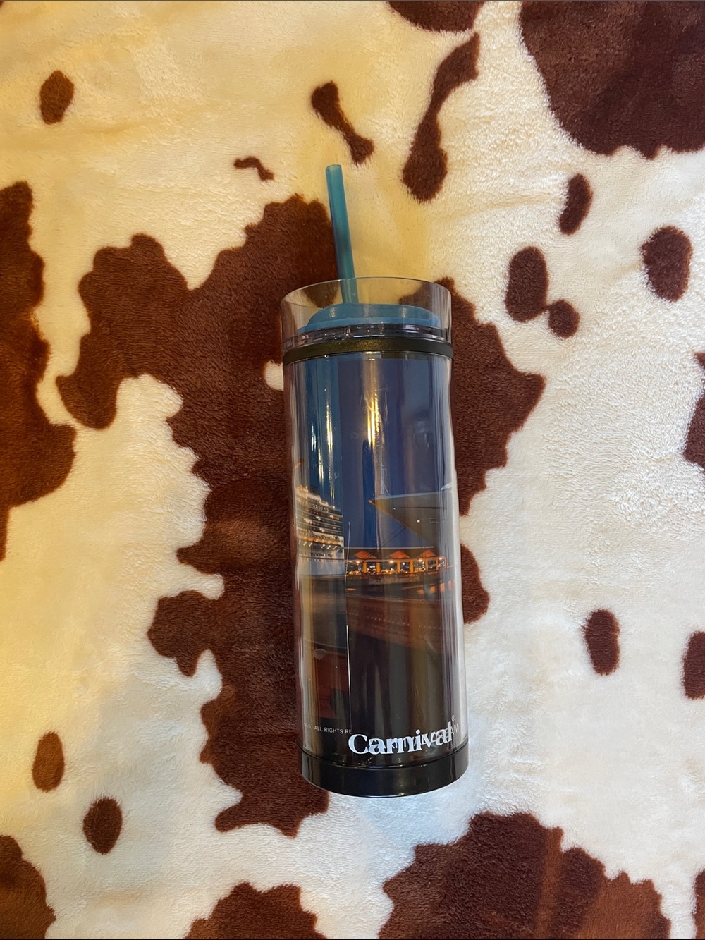 Carnival Blue Travel Tumbler with Straw